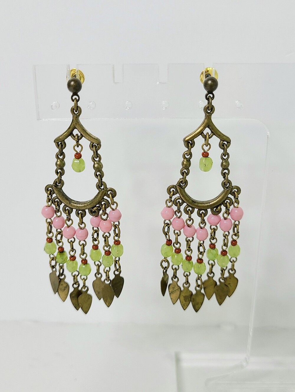 Ben-Amun Vintage Antique Gold Tone Beaded Vintage Dangle Earrings